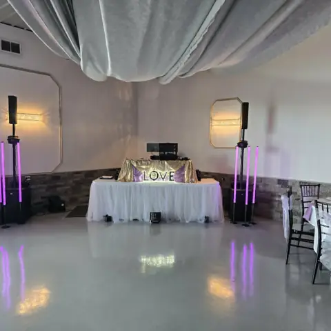 Wedding DJ setup with lighting